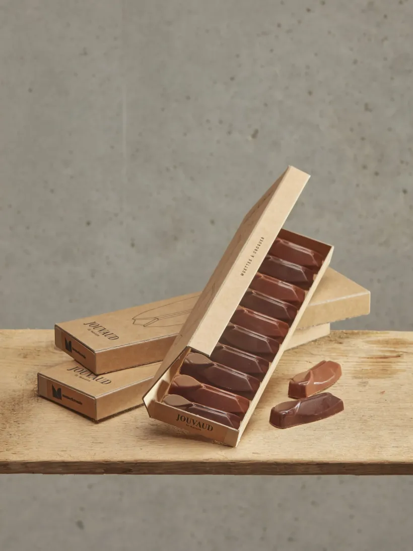 Les muettes à croquer au praliné chocolat lait et noir Les muettes à croquer au praliné chocolat lait et noir